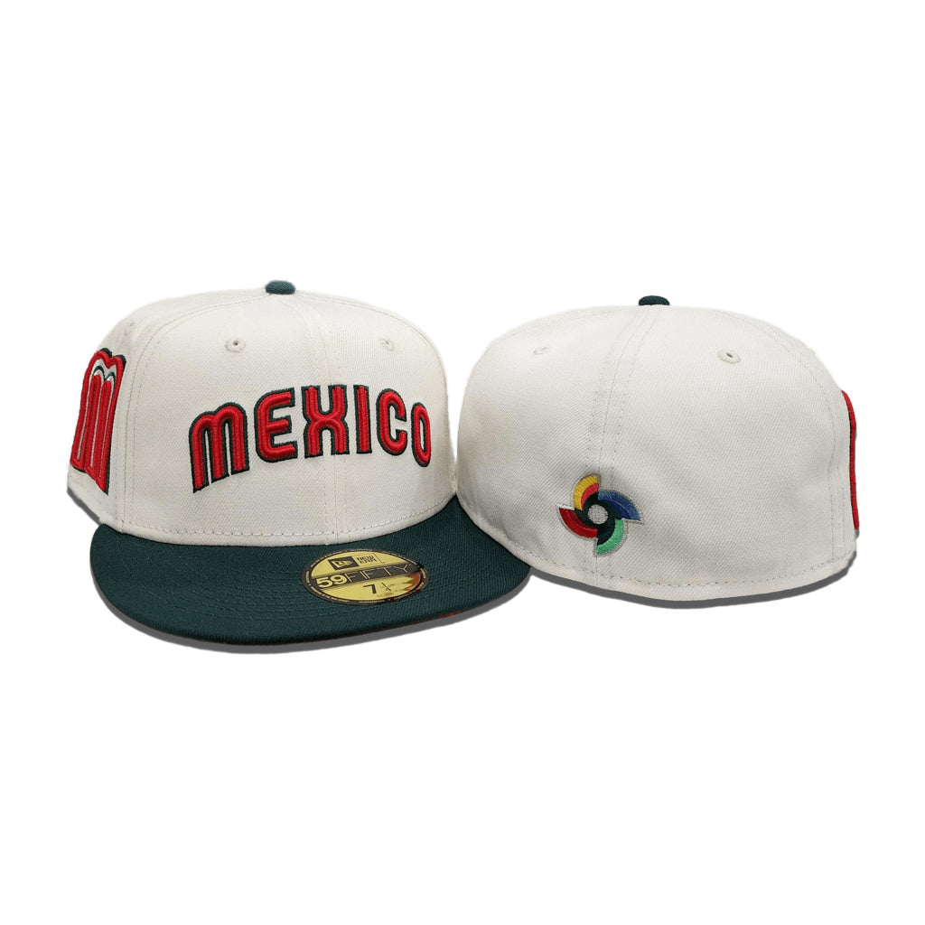 Off White Mexico Red Visor Green Bottom 2023 World Baseball Classic New Era 59FIFTY Fitted 8