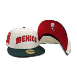 Off White Mexico Dark Green Visor Red Bottom 2023 World Baseball Classic New Era 59Fifty Fitted