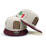 Off White Mexico Maroon Visor Green Bottom Mexico Flag Side Patch World Baseball Classic New Era 9Fifty Snapback