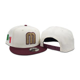 Off White Mexico Maroon Visor Green Bottom Mexico Flag Side Patch World Baseball Classic New Era 9Fifty Snapback