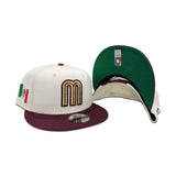 Off White Mexico Maroon Visor Green Bottom Mexico Flag Side Patch World Baseball Classic New Era 9Fifty Snapback