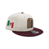 Off White Mexico Maroon Visor Green Bottom Mexico Flag Side Patch World Baseball Classic New Era 9Fifty Snapback