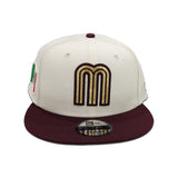 Off White Mexico Maroon Visor Green Bottom Mexico Flag Side Patch World Baseball Classic New Era 9Fifty Snapback