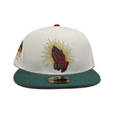 Off White Praying Hands Emerald Green Visor Red Bottom Houston Texas To Mexico Patch New Era 59Fifty Fitted