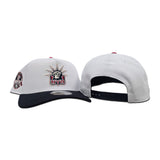 White New York Rangers Navy Blue Curved Brim Gray Bottom 85th Anniversary Side Patch New Era 9Forty A-Frame Snapback