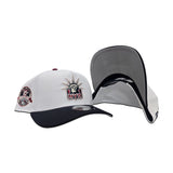 White New York Rangers Navy Blue Curved Brim Gray Bottom 85th Anniversary Side Patch New Era 9Forty A-Frame Snapback