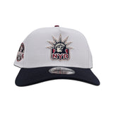 White New York Rangers Navy Blue Curved Brim Gray Bottom 85th Anniversary Side Patch New Era 9Forty A-Frame Snapback