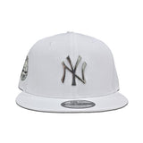 White New York Yankees Silver Metal Badge Gray Bottom 1949 World Series Side Patch New Era 9Fifty Snapback