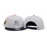 White New York Yankees Silver Metal Badge Navy Blue Visor Gray Bottom 1962 World Series Side Patch New Era 9Fifty Snapback