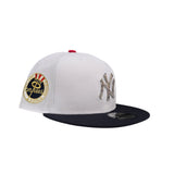 White New York Yankees Silver Metal Badge Navy Blue Visor Gray Bottom 1962 World Series Side Patch New Era 9Fifty Snapback