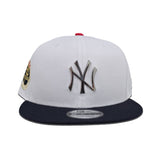 White New York Yankees Silver Metal Badge Navy Blue Visor Gray Bottom 1962 World Series Side Patch New Era 9Fifty Snapback