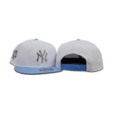 White New York Yankees Silver Metal Badge Sky Blue Visor Gray Bottom 2000 World Series Side Patch New Era 9Fifty Snapback