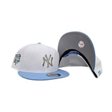 White New York Yankees Silver Metal Badge Sky Blue Visor Gray Bottom 2000 World Series Side Patch New Era 9Fifty Snapback