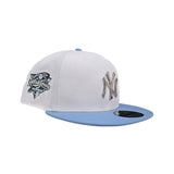 White New York Yankees Silver Metal Badge Sky Blue Visor Gray Bottom 2000 World Series Side Patch New Era 9Fifty Snapback