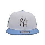 White New York Yankees Silver Metal Badge Sky Blue Visor Gray Bottom 2000 World Series Side Patch New Era 9Fifty Snapback
