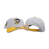 White Pittsburgh Penguin Yellow Curved Brim Gray Bottom 2009 Champions Side Patch New Era 9Forty A-Frame Snapback