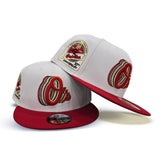 White Baltimore Orioles Red Visor Gray Bottom 30th Anniversary Side Patch 9Fifty Snapback