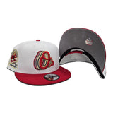 White Baltimore Orioles Red Visor Gray Bottom 30th Anniversary Side Patch 9Fifty Snapback