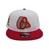 White Baltimore Orioles Red Visor Gray Bottom 30th Anniversary Side Patch 9Fifty Snapback