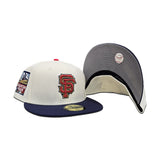 Off White Script San Francisco Giants Light Navy Visor Gray Bottom 2007 All Star Game Side Patch New Era 59Fifty Fitted