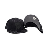 Black Las Vegas Raiders Pinstripe New Era Metal Badge 9Fifty Snapback