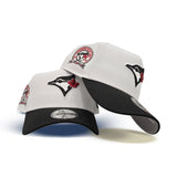 White Toronto Blue Jays Black Curved Brim Gray Bottom 40th Season Side Patch New Era 9Forty A-Frame Snapback