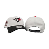 White Toronto Blue Jays Black Curved Brim Gray Bottom 40th Season Side Patch New Era 9Forty A-Frame Snapback