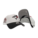 White Toronto Blue Jays Black Curved Brim Gray Bottom 40th Season Side Patch New Era 9Forty A-Frame Snapback