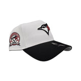 White Toronto Blue Jays Black Curved Brim Gray Bottom 40th Season Side Patch New Era 9Forty A-Frame Snapback