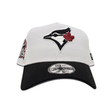 White Toronto Blue Jays Black Curved Brim Gray Bottom 40th Season Side Patch New Era 9Forty A-Frame Snapback