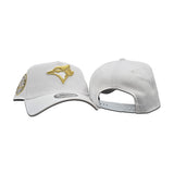 White Toronto Blue Jays Gold Logo Curved Brim Gray Bottom 30th Season Side Patch New Era A-Frame 9Forty Snapback