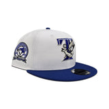 White Toronto Blue Jays Strong Bird Logo Royal Blue Visor Gray Bottom 40th Season Side Patch 9Fifty New Era Snapback