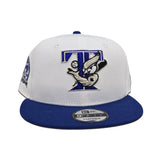 White Toronto Blue Jays Strong Bird Logo Royal Blue Visor Gray Bottom 40th Season Side Patch 9Fifty New Era Snapback