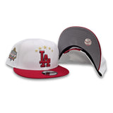 White Five Stars Los Angeles Dodgers Red Visor Gray Bottom 40th Anniversary Side Patch New Era 9Fifty Snapback