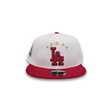 White Five Stars Los Angeles Dodgers Red Visor Gray Bottom 40th Anniversary Side Patch New Era 9Fifty Snapback