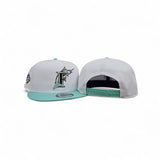 White Florida Marlins Mint Green Visor Gray Bottom 1997 World Series Side Patch New Era 9Fifty Snapback