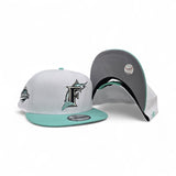 White Florida Marlins Mint Green Visor Gray Bottom 1997 World Series Side Patch New Era 9Fifty Snapback
