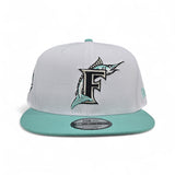 White Florida Marlins Mint Green Visor Gray Bottom 1997 World Series Side Patch New Era 9Fifty Snapback