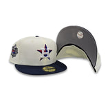 Off White Houston Astros Navy Blue Visor Gray Bottom 2022 World Series Side Patch New Era 59Fifty Fitted