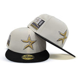 Off White Houston Astros Black Visor Gray Bottom 2000 Inaugural Season Side Patch New Era 59Fifty Fitted