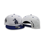 White Los Angeles Dodgers Official Doodle Royal Blue Visor Gray Bottom 60th Anniversary Side Patch 9Fifty Snapback