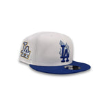 White Los Angeles Dodgers Flame Logo Royal Blue Visor Gray Bottom LA Side Patch New Era 9Fifty Snapback