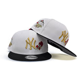 White New York Yankees Rose Black Visor Gray Bottom 1999 World Series Side Patch New Era 9Fifty Snapback