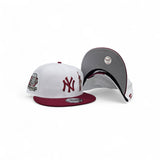 White New York Yankees Statue of Liberty Burgundy Visor Gray Bottom 2000 World Series Champions Side Patch New Era 9Fifty Snapback