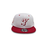 White Philadelphia Phillies Official Doodles Red Visor Gray Bottom 100th Anniversary Side Patch New Era 9Fifty Snapback