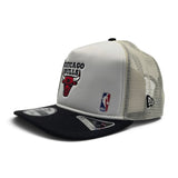White Trucker Chicago Bulls Black Visor Gray Bottom 6X World Champions New Era 9Fifty Snapback