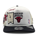 White Trucker Chicago Bulls Black Visor Gray Bottom 6X World Champions New Era 9Fifty Snapback