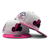 White Montreal Expos Bright Rose Pink Visor Gray Bottom 1982 All Star Game Side Patch 9Fifty New Era Snapback