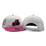 White Montreal Expos Bright Rose Pink Visor Gray Bottom 1982 All Star Game Side Patch 9Fifty New Era Snapback