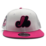 White Montreal Expos Bright Rose Pink Visor Gray Bottom 1982 All Star Game Side Patch 9Fifty New Era Snapback